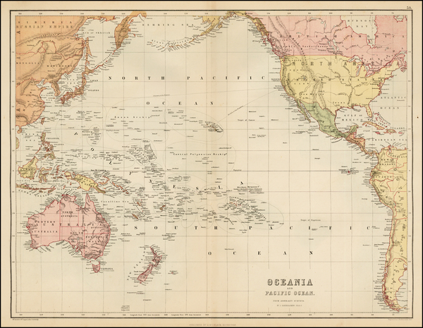 73-Australia & Oceania, Pacific and Oceania Map By Adam & Charles Black