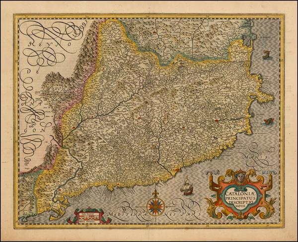 86-Spain Map By Jodocus Hondius