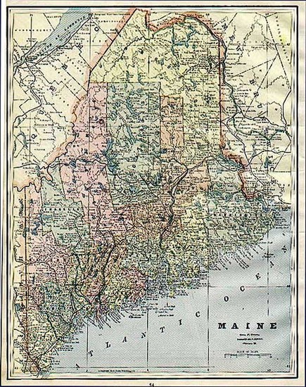 36-New England Map By George F. Cram