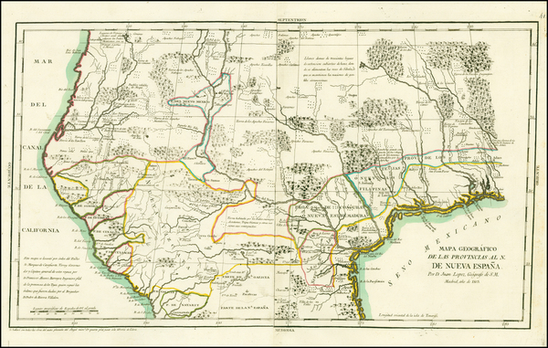 33-Texas, Southwest, Rocky Mountains, Mexico and California Map By Don Juan Lopez / Francisco Alva