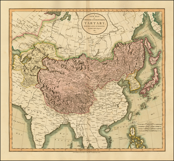 75-China, Korea, Central Asia & Caucasus and Russia in Asia Map By John Cary