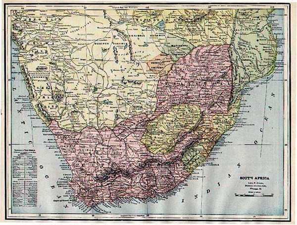 7-Africa and South Africa Map By George F. Cram