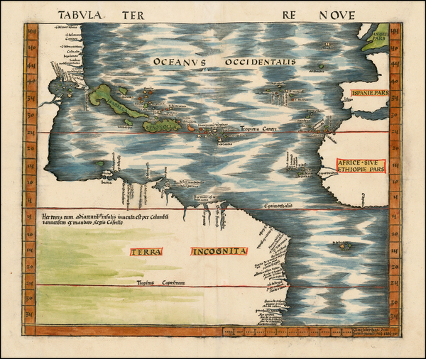 42-Atlantic Ocean, North America, South America and America Map By Martin Waldseemüller