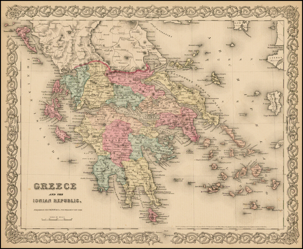 8-Greece Map By Joseph Hutchins Colton