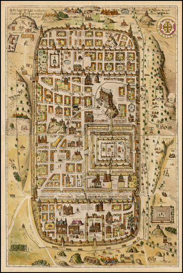 81-Holy Land Map By Georg Braun  &  Frans Hogenberg