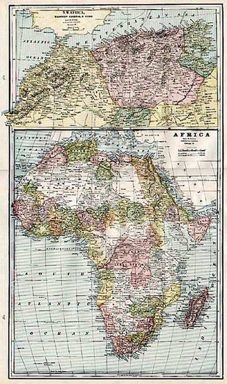 3-Africa, Africa and North Africa Map By George F. Cram