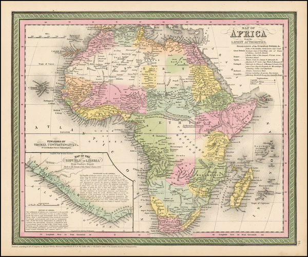 89-Africa and Africa Map By Thomas, Cowperthwait & Co.