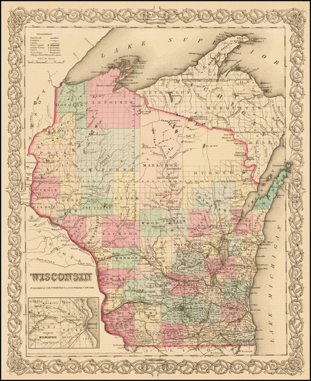 7-Midwest Map By Joseph Hutchins Colton