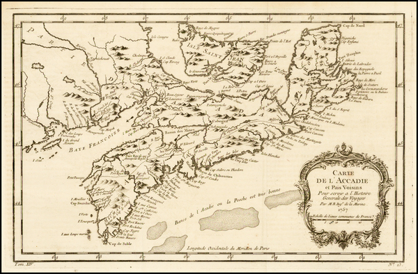 63-Canada Map By Jacques Nicolas Bellin