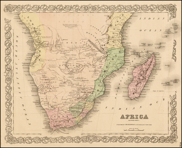 1-South Africa Map By Joseph Hutchins Colton