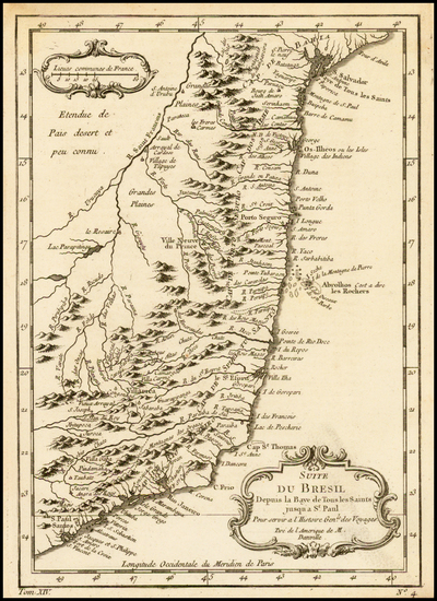 88-Brazil Map By Jacques Nicolas Bellin