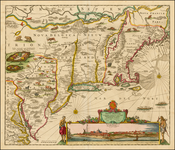 34-New England, Mid-Atlantic and Canada Map By Justus Danckerts