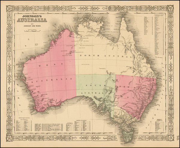 88-Australia Map By Benjamin P Ward  &  Alvin Jewett Johnson