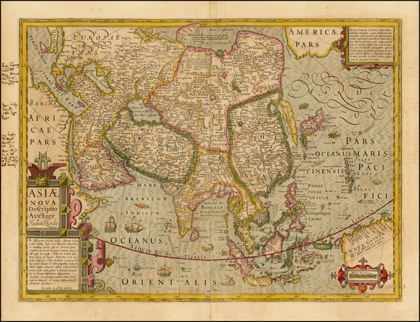 37-Asia and Asia Map By Jodocus Hondius