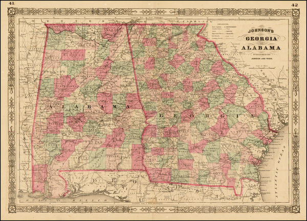 26-South and Southeast Map By Benjamin P Ward  &  Alvin Jewett Johnson