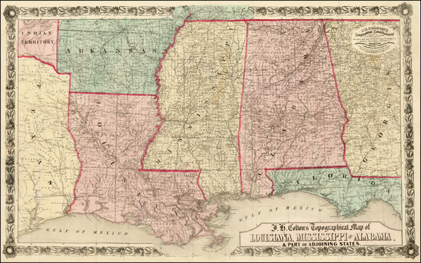 89-South, Southeast and Texas Map By Joseph Hutchins Colton