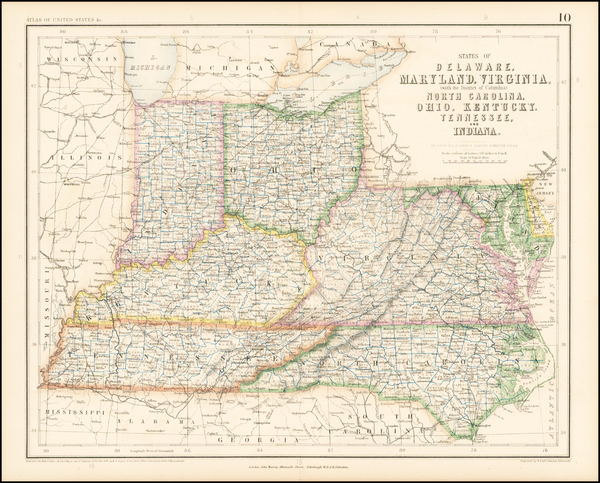 53-Mid-Atlantic, Southeast and Midwest Map By Henry Darwin Rogers  &  Alexander Keith Johnston