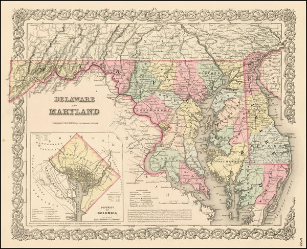 95-Mid-Atlantic Map By Joseph Hutchins Colton