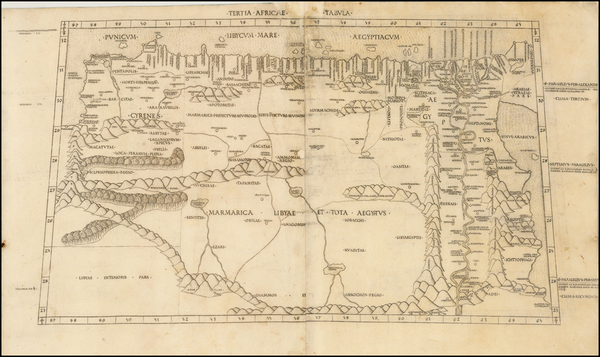 85-Africa, Africa, Egypt and North Africa Map By Claudius Ptolemy / Conrad  Swenheym 