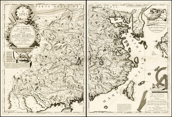 74-China and Korea Map By Vincenzo Maria Coronelli