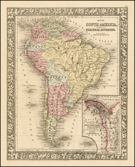 5-South America Map By Samuel Augustus Mitchell Jr.