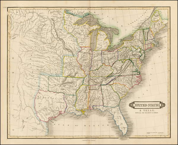 82-United States and Texas Map By William Home Lizars