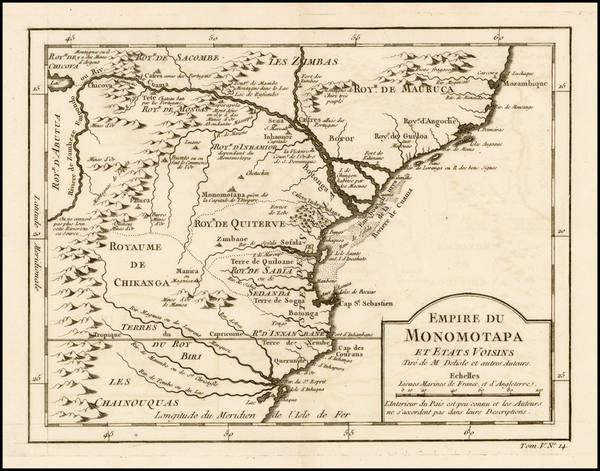 28-East Africa Map By Jacques Nicolas Bellin