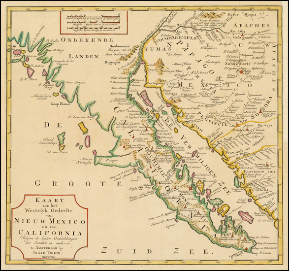 54-Mexico and Baja California Map By Isaak Tirion