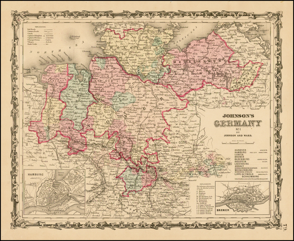 34-Germany Map By Benjamin P Ward  &  Alvin Jewett Johnson