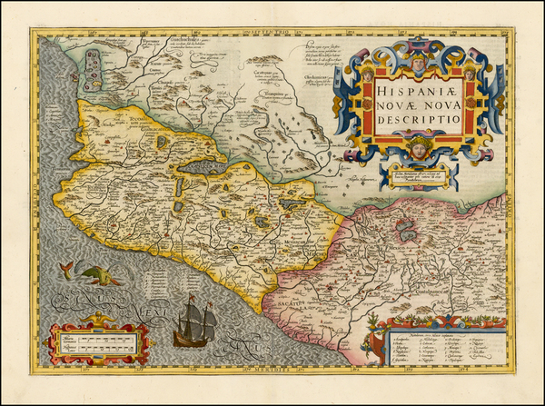 65-Mexico Map By Jodocus Hondius / Gerhard Mercator