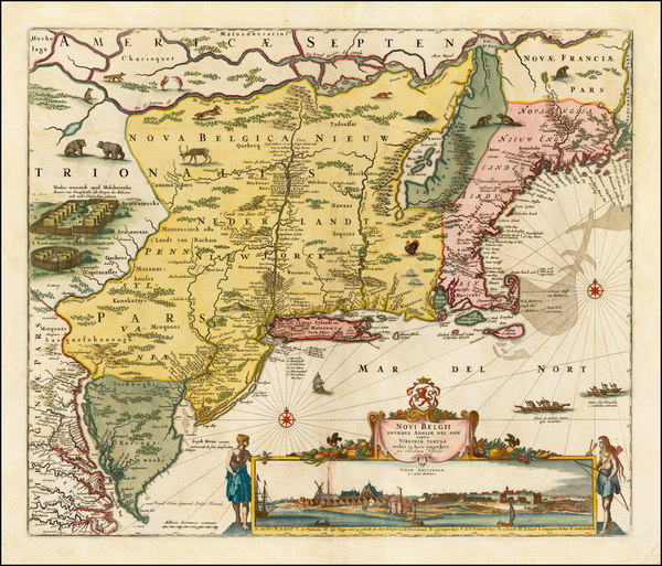 71-New England, Mid-Atlantic and Canada Map By Nicolaes Visscher I