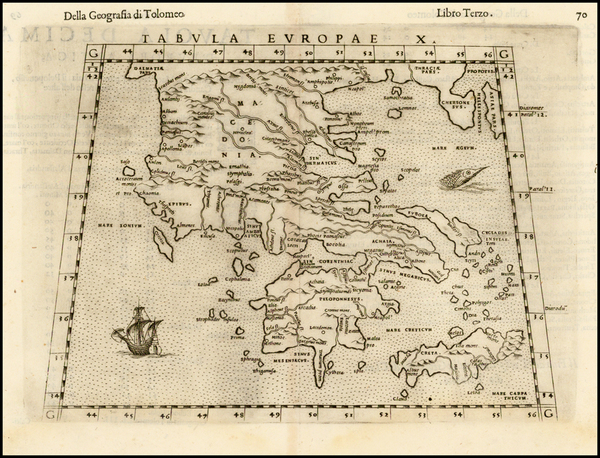 52-Balearic Islands and Greece Map By Girolamo Ruscelli