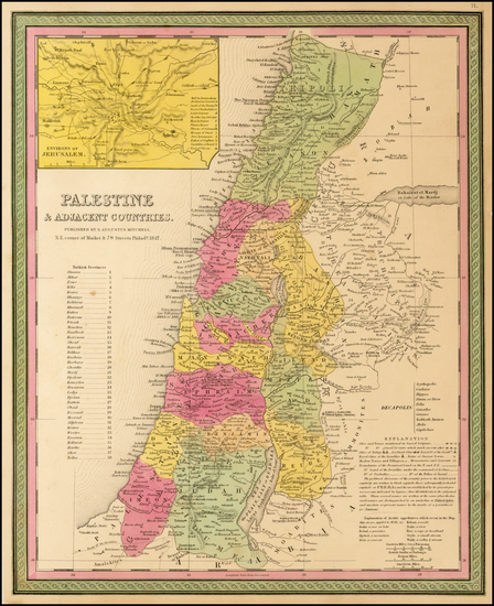 88-Holy Land Map By Samuel Augustus Mitchell