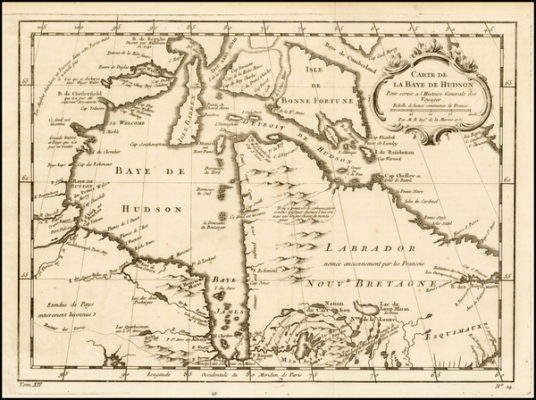 49-Polar Maps and Canada Map By Jacques Nicolas Bellin