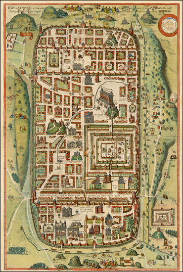 94-Holy Land Map By Georg Braun  &  Frans Hogenberg