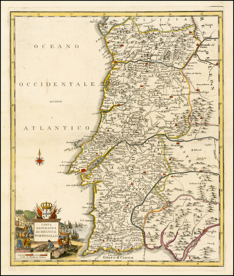 42-Portugal Map By Giambattista Albrizzi