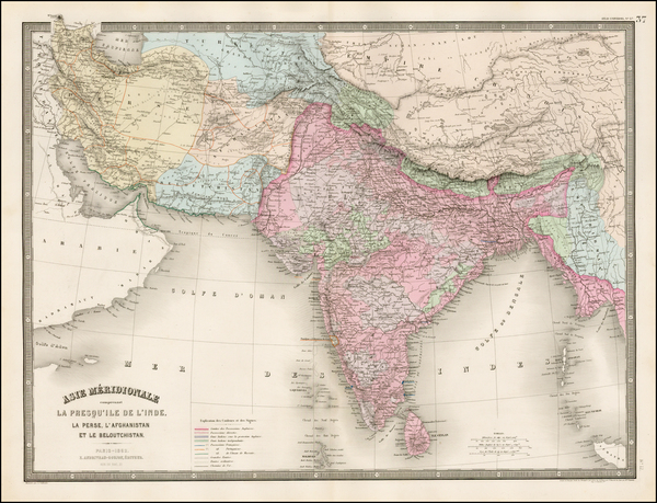 83-India, Central Asia & Caucasus and Middle East Map By Eugène Andriveau-Goujon