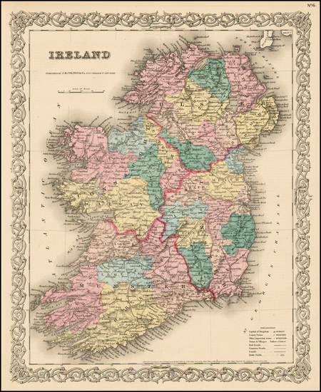 3-Ireland Map By Joseph Hutchins Colton