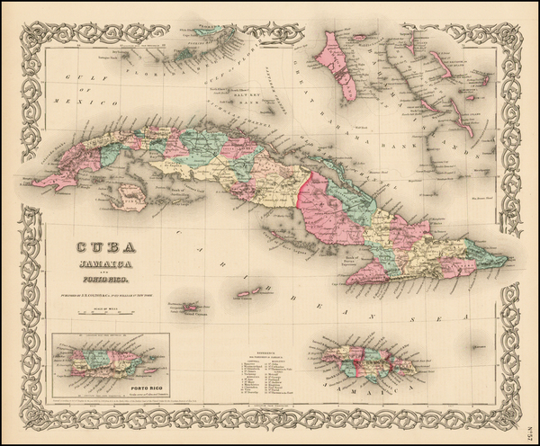 22-Caribbean Map By Joseph Hutchins Colton