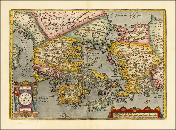 33-Turkey, Turkey & Asia Minor, Balearic Islands and Greece Map By Abraham Ortelius