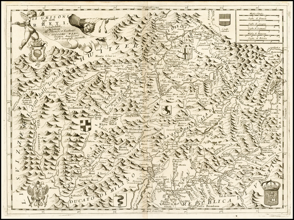 96-Switzerland and Italy Map By Vincenzo Maria Coronelli