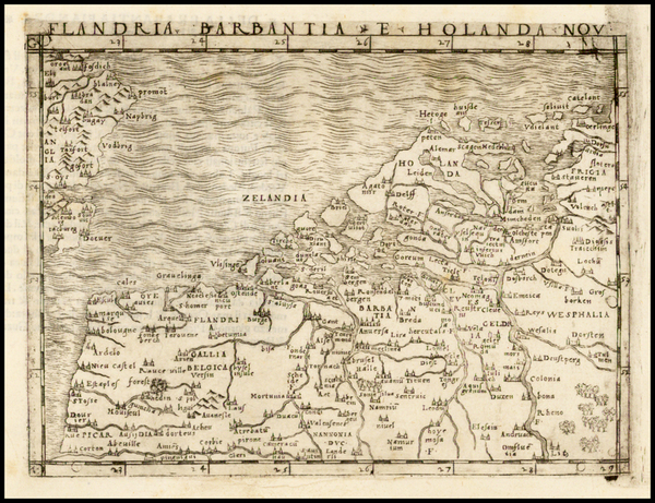 40-Netherlands and Luxembourg Map By Giacomo Gastaldi