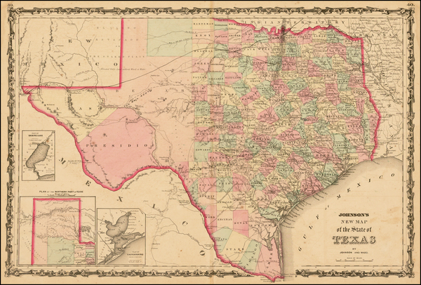 72-Texas Map By Benjamin P Ward  &  Alvin Jewett Johnson