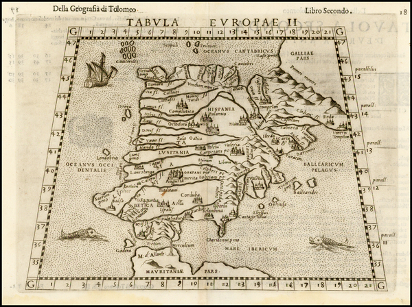 5-Spain and Portugal Map By Girolamo Ruscelli