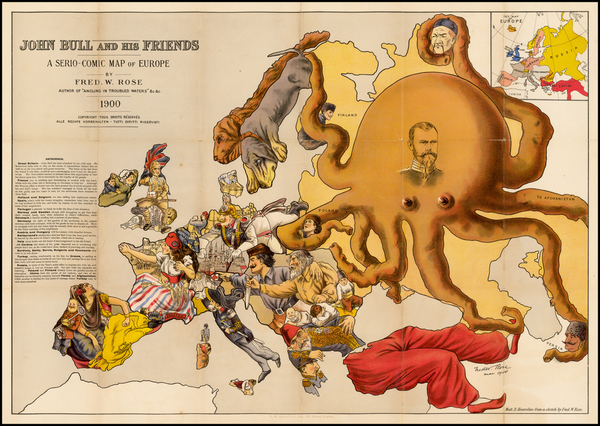 6-Europe, Europe and Curiosities Map By Bacon & Co. / Fred Rose