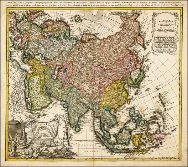 52-Asia and Asia Map By Homann Heirs / Johann Matthaus Haas