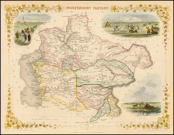 7-India, Central Asia & Caucasus and Russia in Asia Map By John Tallis