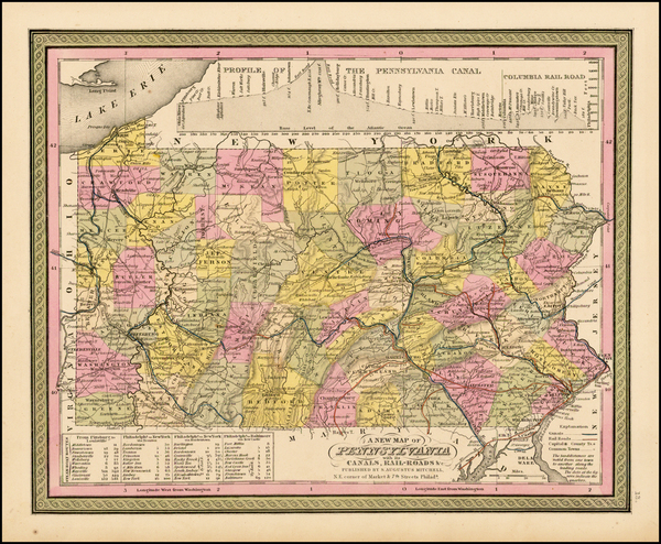 50-Mid-Atlantic and Pennsylvania Map By Samuel Augustus Mitchell