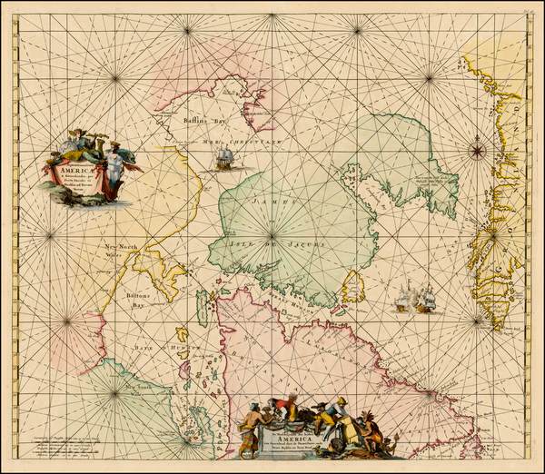 78-Polar Maps, Atlantic Ocean and Canada Map By Frederick De Wit