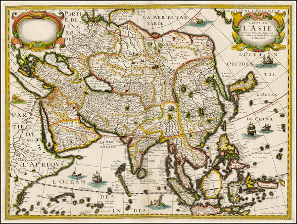 2-Asia and Asia Map By Melchior Tavernier / Petrus Bertius